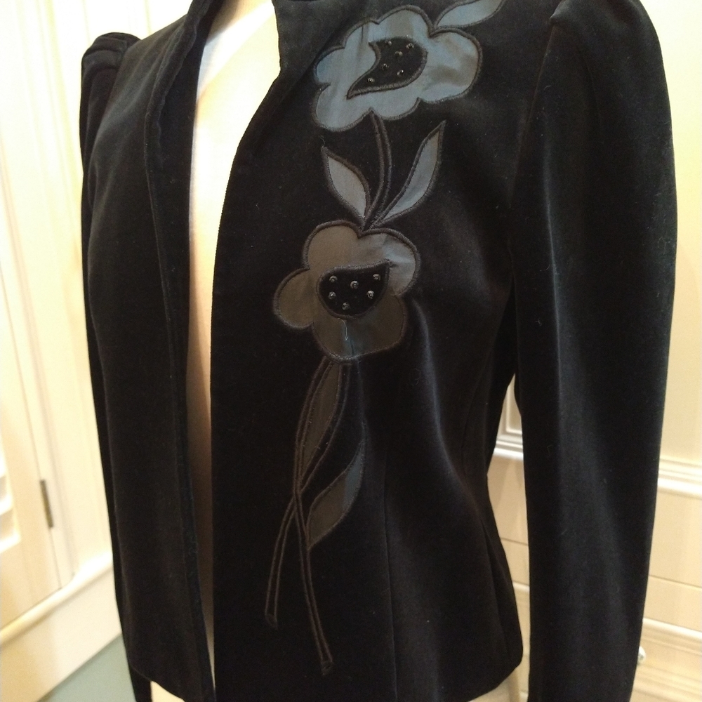 Louis Fe'raud Velvet Jacket Black Euro Size 40 US 10 - Picture 2 of 8